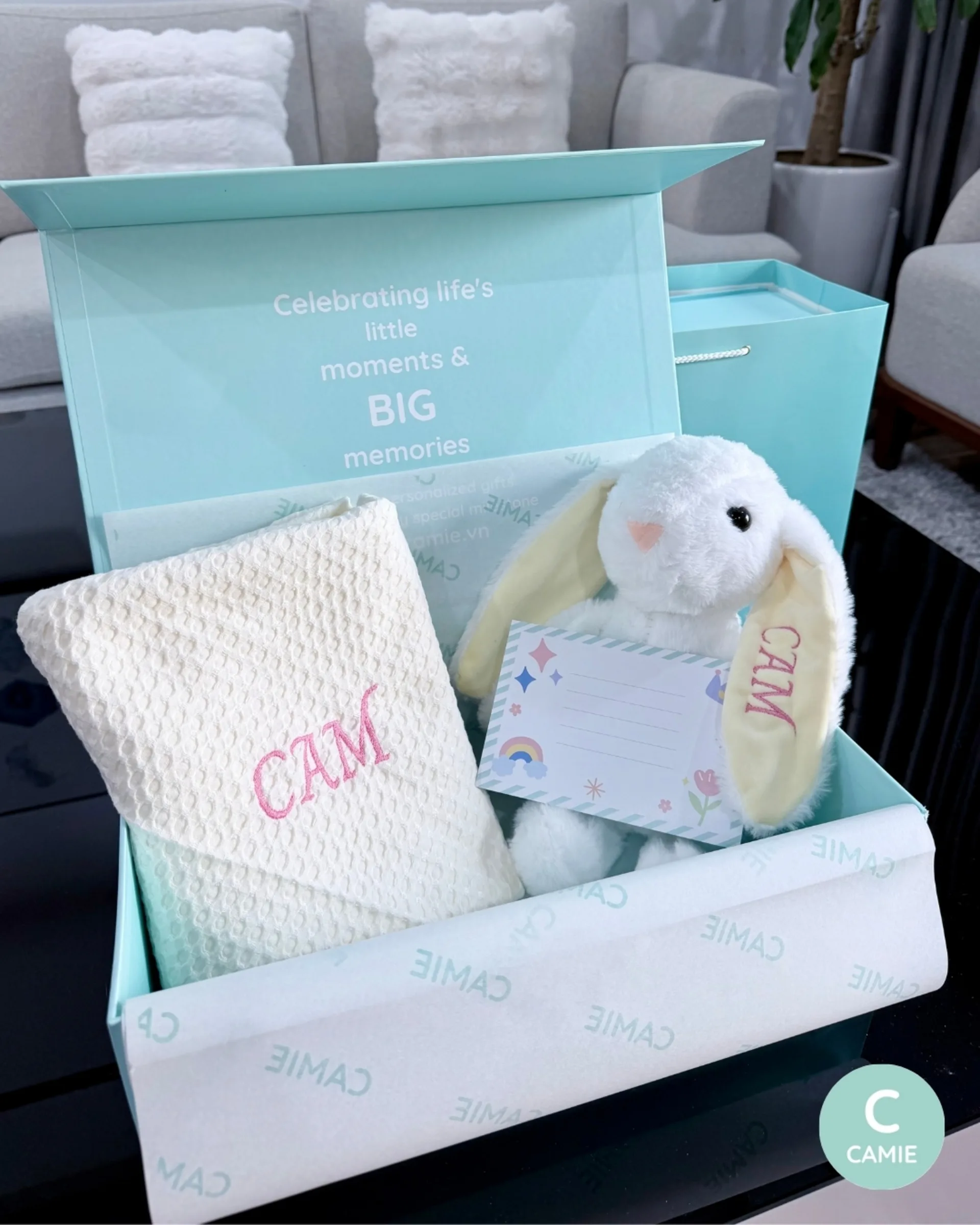 Set quà Cùng Bé Lớn Khôn - Bé gái | Thỏ trắng thêu tên – ảnh thật đơn hàng